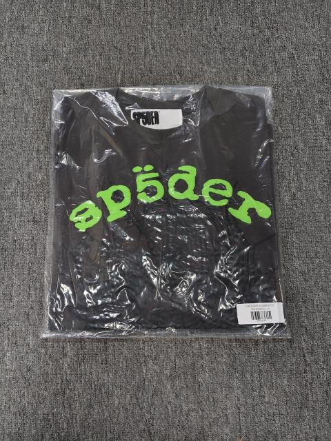 1:1 Top Quality Charcoal Grey Neon Green Foam Black Spider Web Short Sleeve T-Shirt