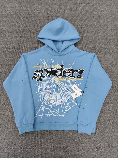 [On Sale] Sp*der Light Blue Star Rhinestone Spider Web Hoodie