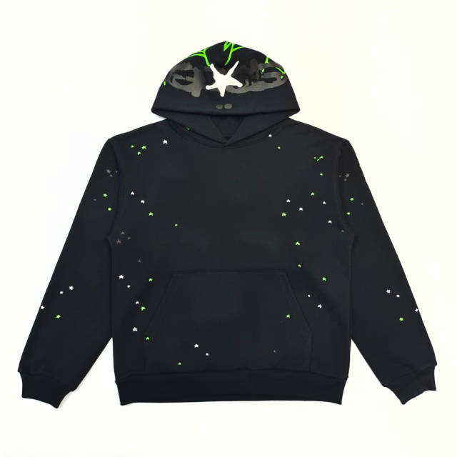 1:1 Quality Green Spider Web Printed Hoodie & Pants Set