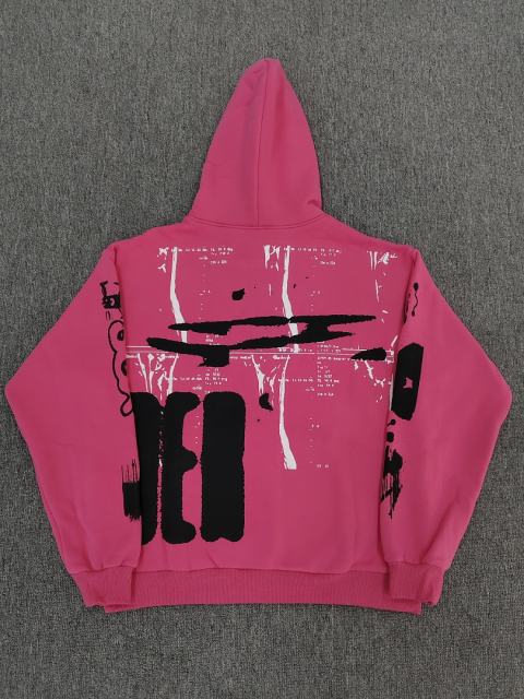 [On Sale] Sp*der Pink Big Distressed Graffiti Letter Pullover Hoodie