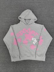 [On Sale] Sp*der Heather Grey Pink Bubble Star Foam Print Hoodie