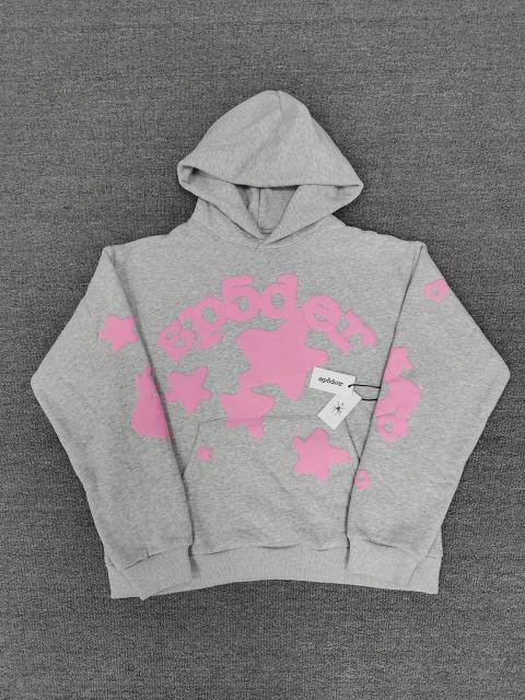 [On Sale] Sp*der Heather Grey Pink Bubble Star Foam Print Hoodie