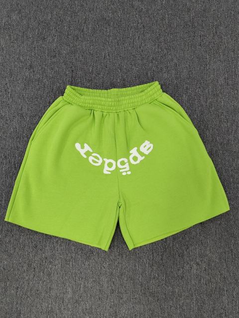 1:1 quality version  Gradient Spiderweb Print Bright Green Hoodie & Shorts Set