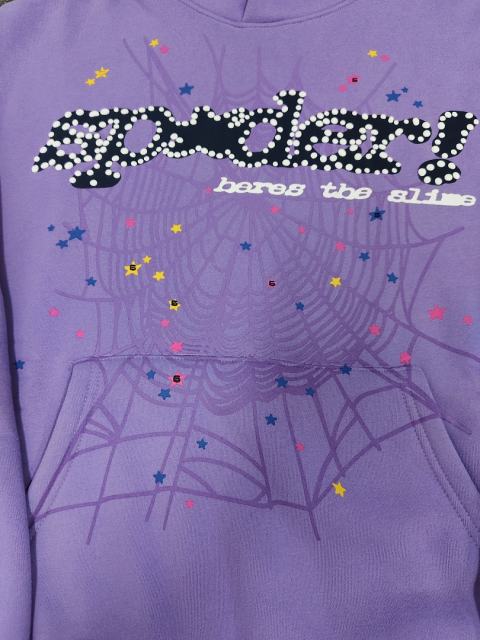 [On Sale] Sp*der Lavender Purple Rhinestone Multi-Color Star Spider Web Pullover Hoodie