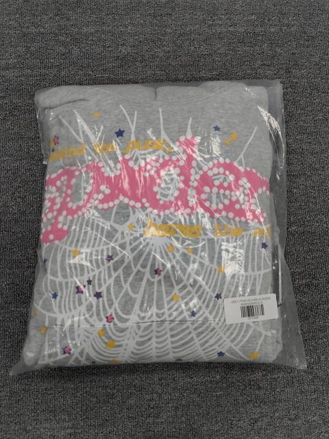[On Sale] Sp*der Heather Grey Pink Star  Spider Web Hoodie
