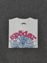 1:1 Top Quality White Pink Foam Blue Spider Web Short Sleeve T-Shirt