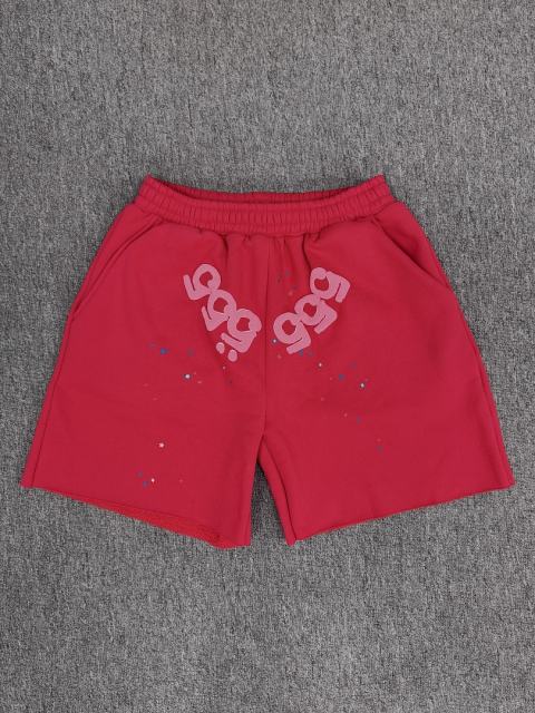 Red Double Reversed Number 5 Star Speckle Sweat Shorts