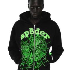 1:1 TOP Quality Green Letter Rhinestone Zipper Print Hoodie