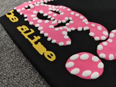 Black Pink Dot Outline Multi-Color Star Sweat Shorts