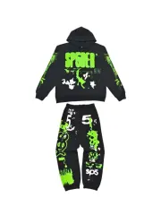 1:1 Quality Ray Doodle Print Hoodie & Pants Set
