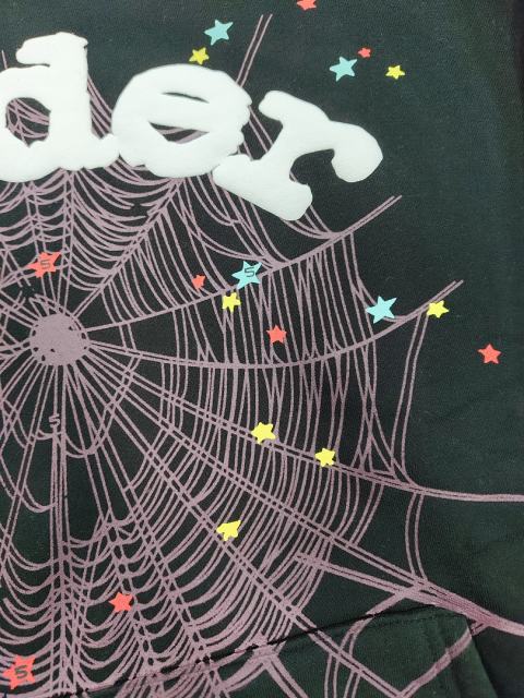 [On Sale] Sp*der Black White Chenille Multi-Color Star Spider Web Pullover Hoodie