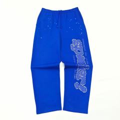 1:1 TOP Quality Blue Rhinestone Printed Hoodie & Pants Set