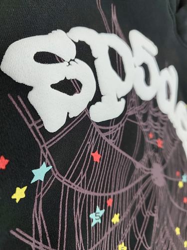 [On Sale] Sp*der Black White Chenille Multi-Color Star Spider Web Pullover Hoodie