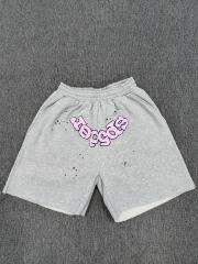 Heather Grey Pink Outline Star Raw Hem Sweat Shorts