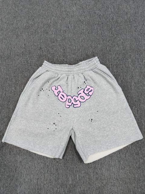 Heather Grey Pink Outline Star Raw Hem Sweat Shorts