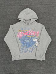 [On Sale] Sp*der Heather Grey Pink Blue Web Star Hoodie