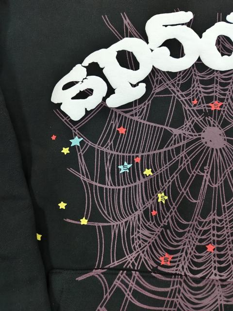 [On Sale] Sp*der Black White Chenille Multi-Color Star Spider Web Pullover Hoodie