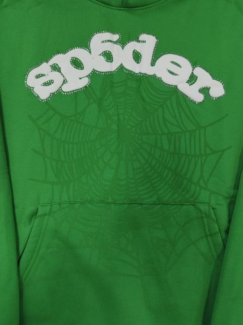 [On Sale] Sp*der Green White Rhinestone Outline Subtle Green Spider Web Pullover Hoodie