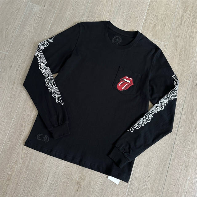 1:1 Quality CH x Rolling Stones Horseshoe Long Sleeve T‑Shirt
