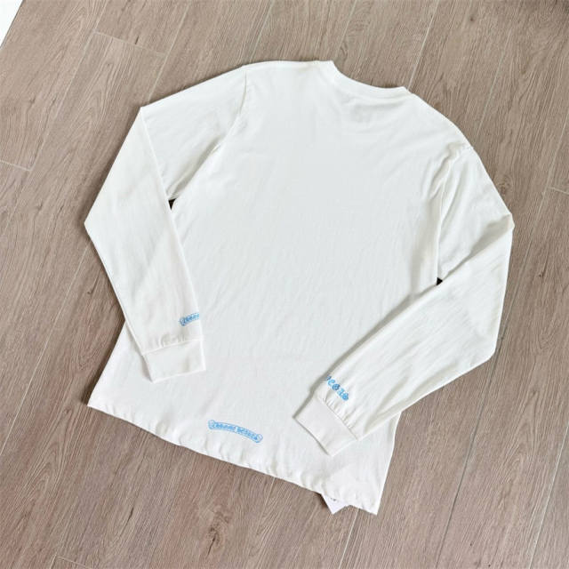 1:1 Quality CH Blue Paper Chain Print Long Sleeve Tee
