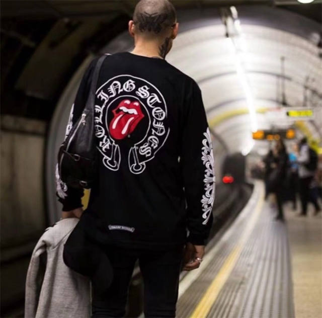 1:1 Quality CH x Rolling Stones Horseshoe Long Sleeve T‑Shirt