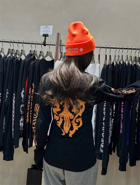 1:1 Quality CH Orange‑Stripe Dagger Floral Print Long Sleeve Tee