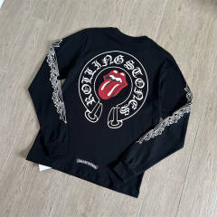 1:1 Quality CH x Rolling Stones Horseshoe Long Sleeve T‑Shirt