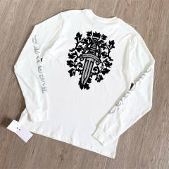 1:1 Quality CH Distressed Dagger Floral Print Long Sleeve Tee