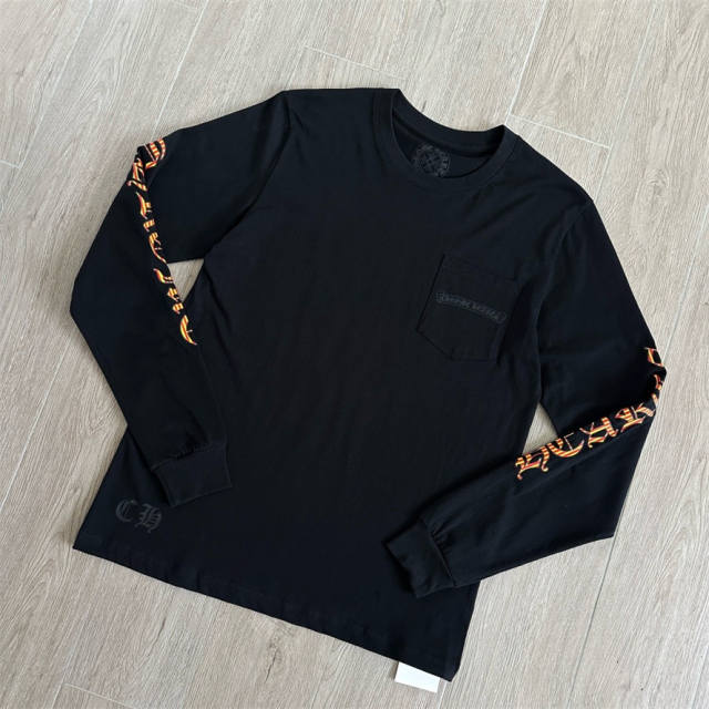 1:1 Quality CH Orange‑Stripe Dagger Floral Print Long Sleeve Tee