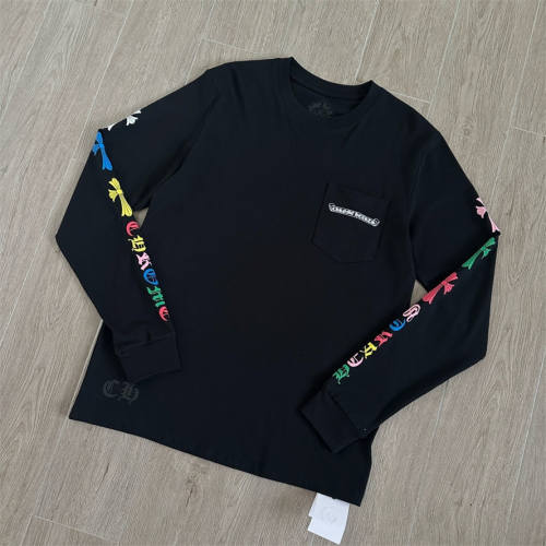 1:1 Quality CH Multi‑Color Cross Print Long Sleeve Tee