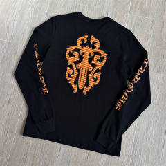 1:1 Quality CH Orange‑Stripe Dagger Floral Print Long Sleeve Tee