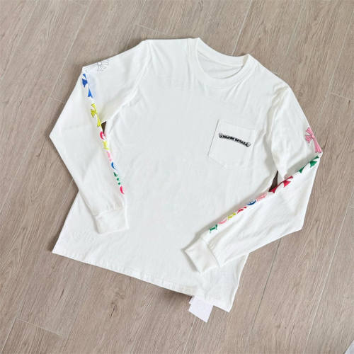 1:1 Quality CH Multi‑Color Cross Print Long Sleeve Tee