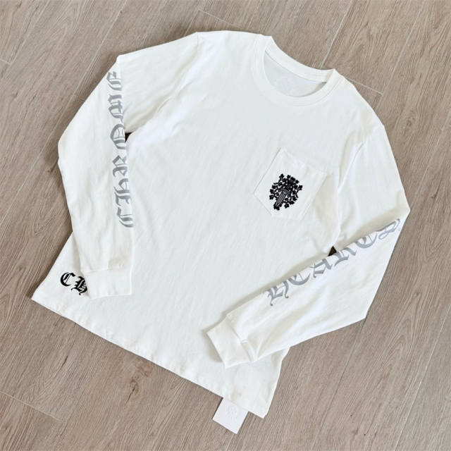 1:1 Quality CH Distressed Dagger Floral Print Long Sleeve Tee