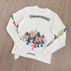 1:1 Quality CH Multi‑Color Cross Print Long Sleeve Tee