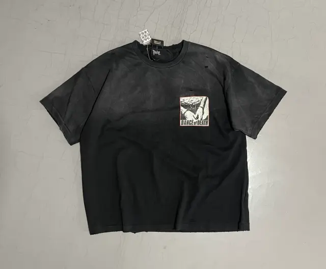 Paly Hollywood Crackle Print Distressed Tee
