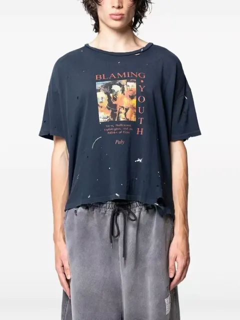 Paly Hollywood Splatter Print Distressed Tee