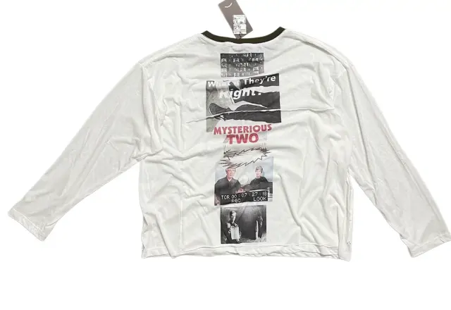 Paly Hollywood Crackle Print Distressed Long Sleeve Tee