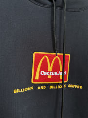 [Special Offer] Cactus Jack Black Pullover Hoodie McDonald’s Logo Embroidery Letter Print M