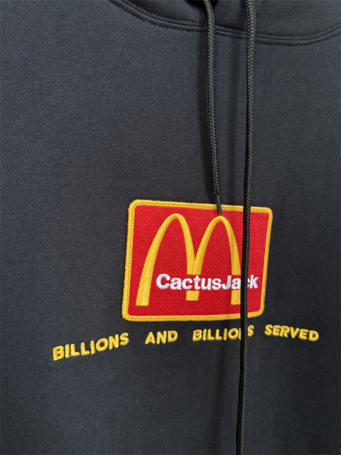 [Special Offer] Cactus Jack Black Pullover Hoodie McDonald’s Logo Embroidery Letter Print M