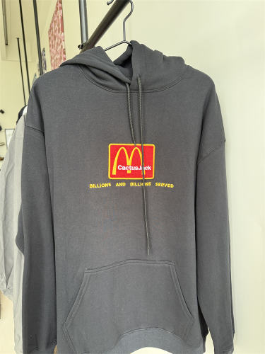 [Special Offer] Cactus Jack Black Pullover Hoodie McDonald’s Logo Embroidery Letter Print M