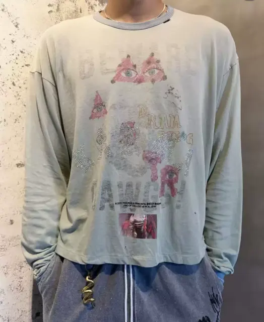 Paly Hollywood Rhinestone Distressed Long Sleeve Tee