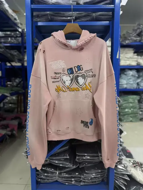 Paly Hollywood Graffiti Distressed Hoodie