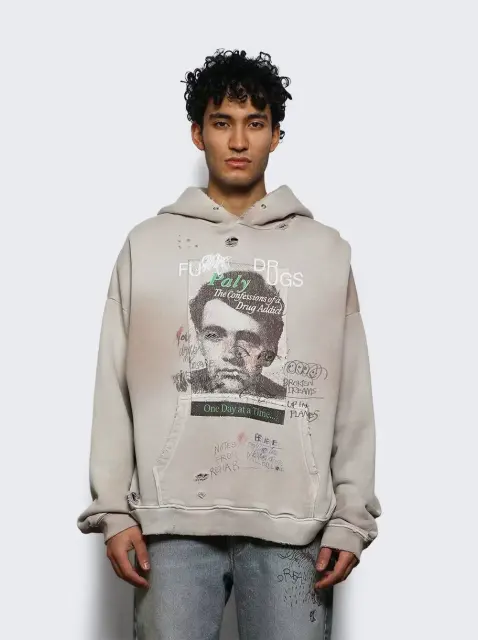Paly Hollywood Hand Distressed Faded Pullover Hoodie