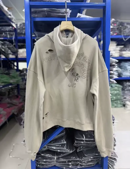 Paly Hollywood Hand Distressed Faded Pullover Hoodie