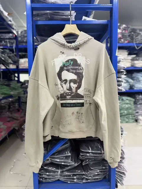Paly Hollywood Hand Distressed Faded Pullover Hoodie