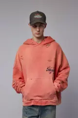 Paly Hollywood Distressed Graphic Pullover Hoodie