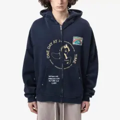 Paly Hollywood Distressed Splatter Zip Hoodie