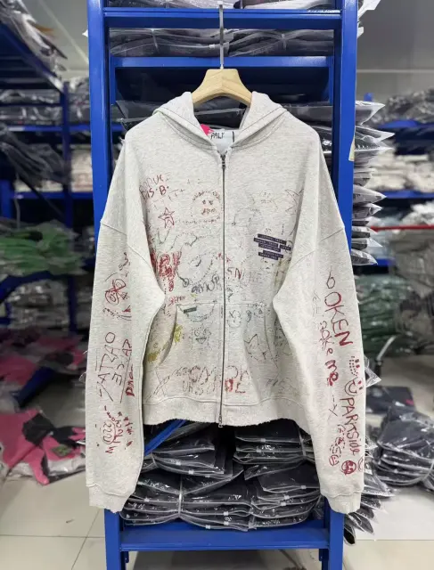 Paly Hollywood Allover Graffiti Zip Hoodie