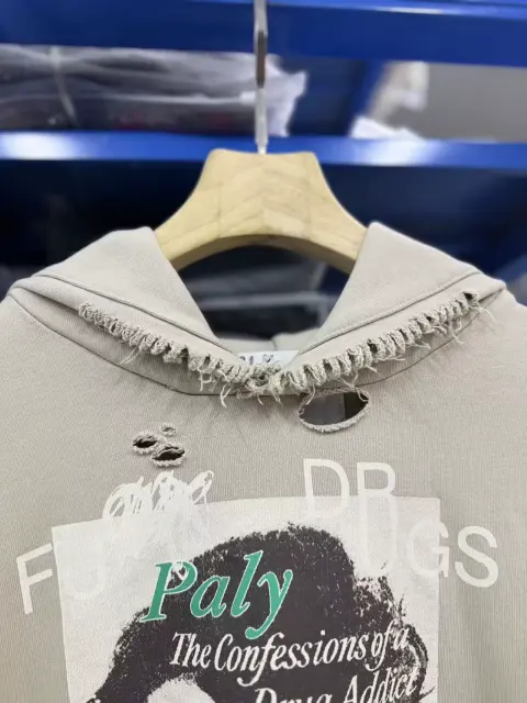Paly Hollywood Hand Distressed Faded Pullover Hoodie