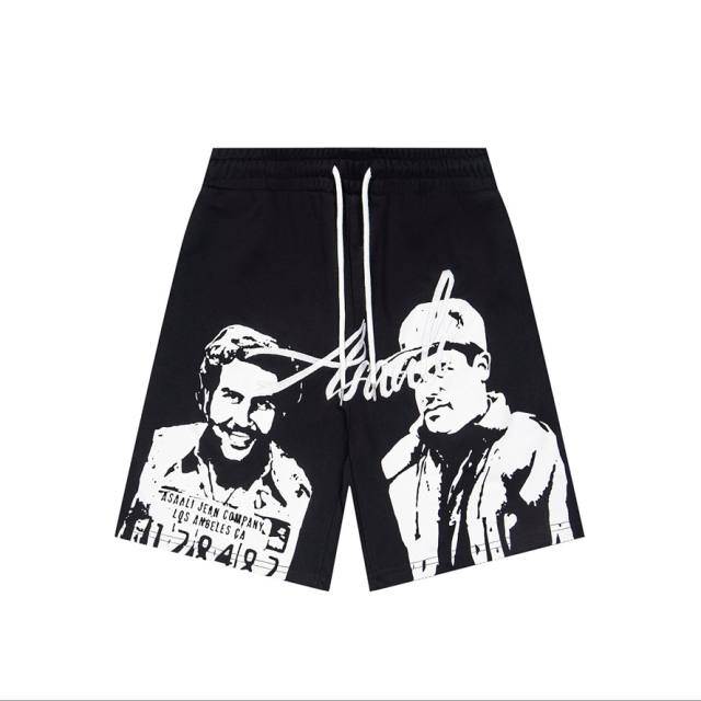 ASAALI Dual‑Portrait Graphic Sweat Shorts
